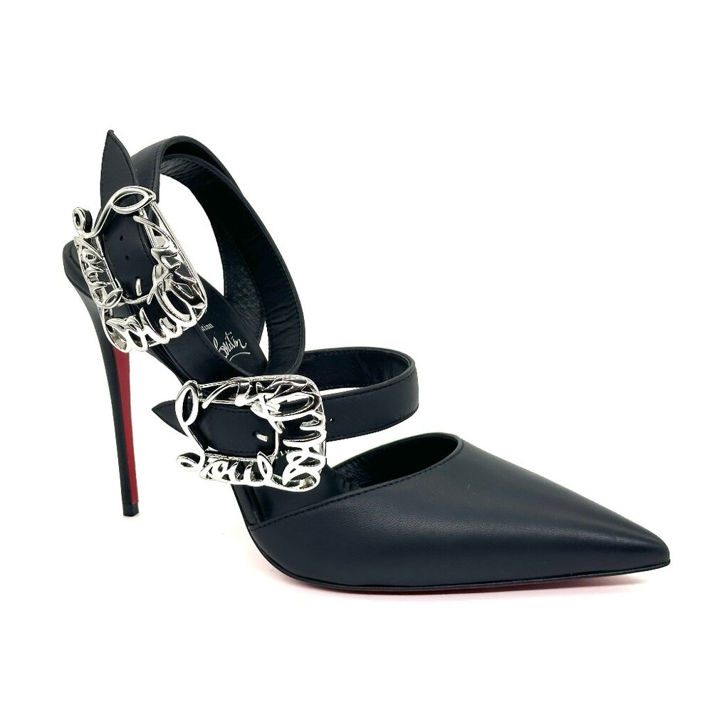 Christian Louboutin GIDDYLINA 100 Buckled Leather Sandals Heels Pumps - Picture 11 of 16